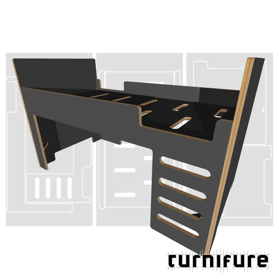 Loft Bed M1 - US Twin Mattress Standard (38x75 in) - Material: 1 in