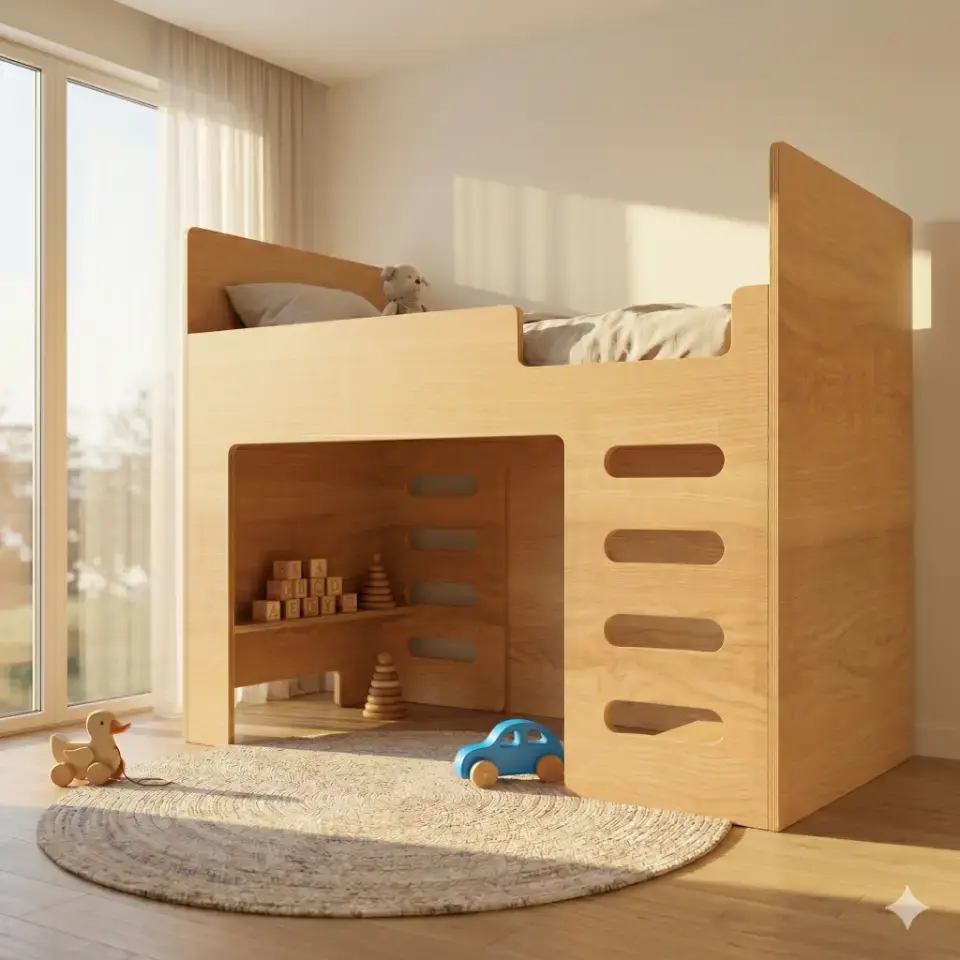 Loft Bed M1 - US Twin Mattress Standard (38x75 in) - Material: 3/4 in