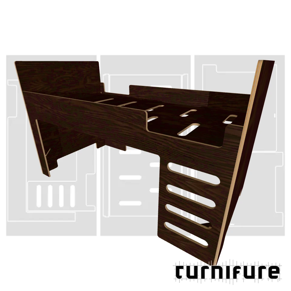 Loft Bed M1 - US Twin Mattress Standard (38x75 in) - Material: 5/8 in