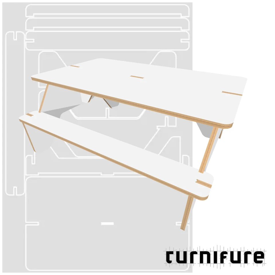Picnic Table M1 - Large (1 1830x2600 mm board) - Intl - Material: 1 in