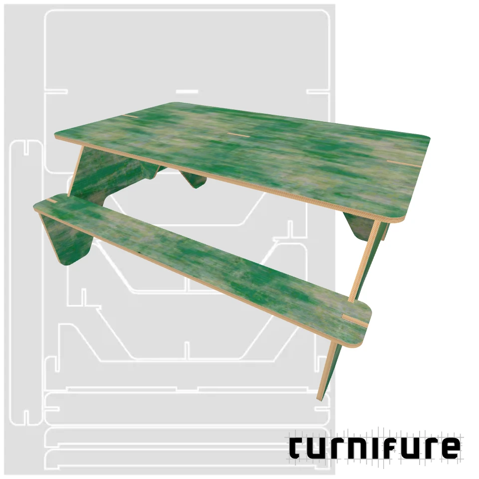 Picnic Table M1 - Large (1 1830x2600 mm board) - Intl - Material: 18 mm