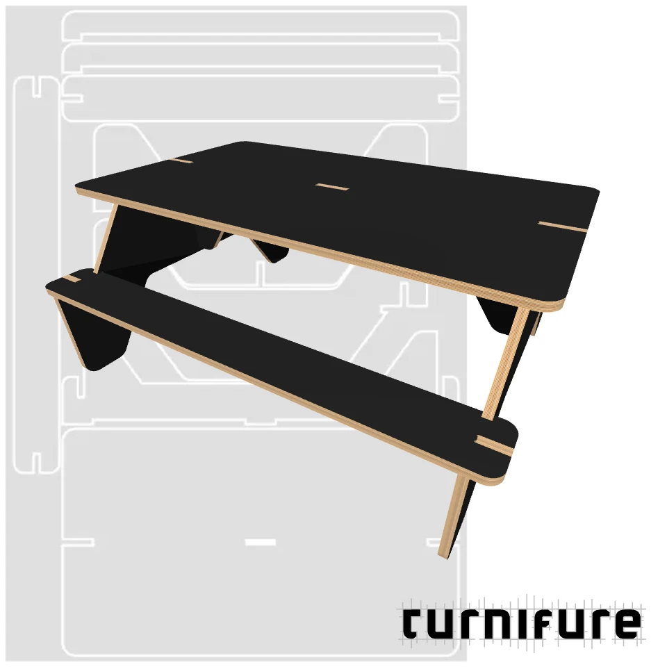 Picnic Table M1 - Large (1 1830x2600 mm board) - Intl - Material: 25 mm