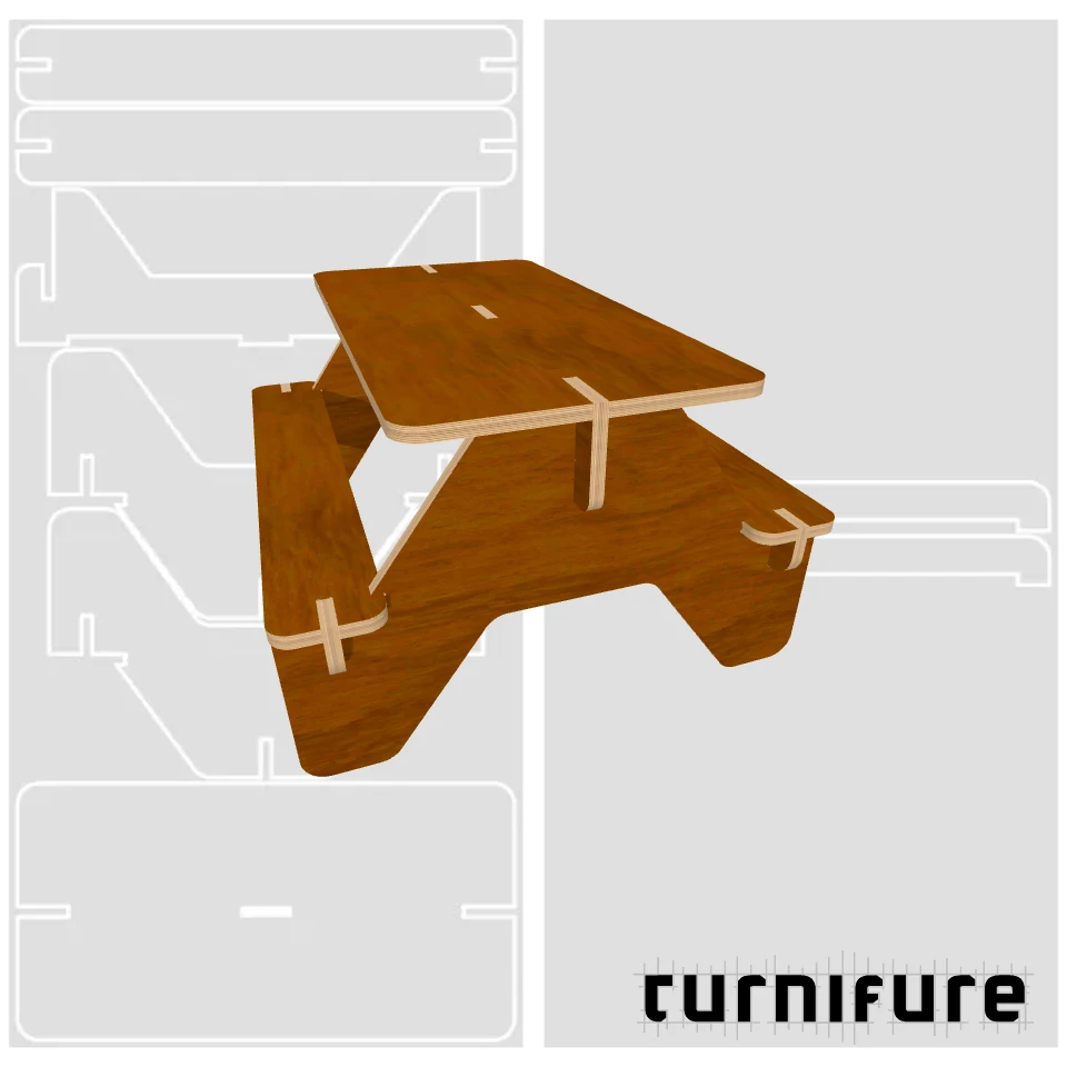 Picnic Table M1 - Mini (1 1220x2440 board) - Intl - Material: 1 in