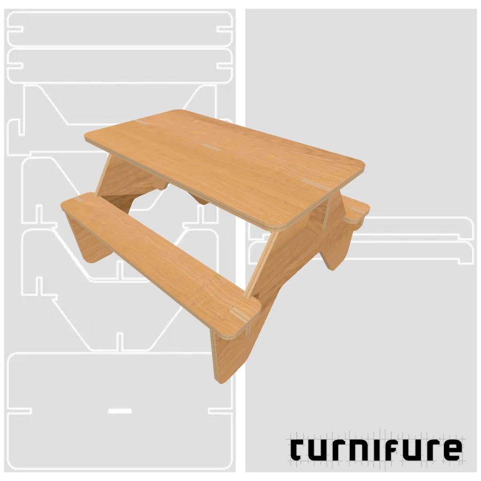 Picnic Table M1 - Mini (1 1220x2440 board) - Intl - Material: 25 mm