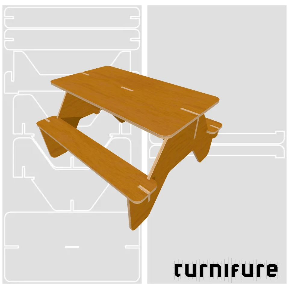 Picnic Table M1 - Mini (1 1220x2440 board) - Intl - Material: 3/4 in