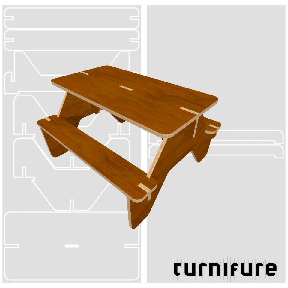 Picnic Table M1 - Mini (1 4x8 board) - US - Material: 1 in