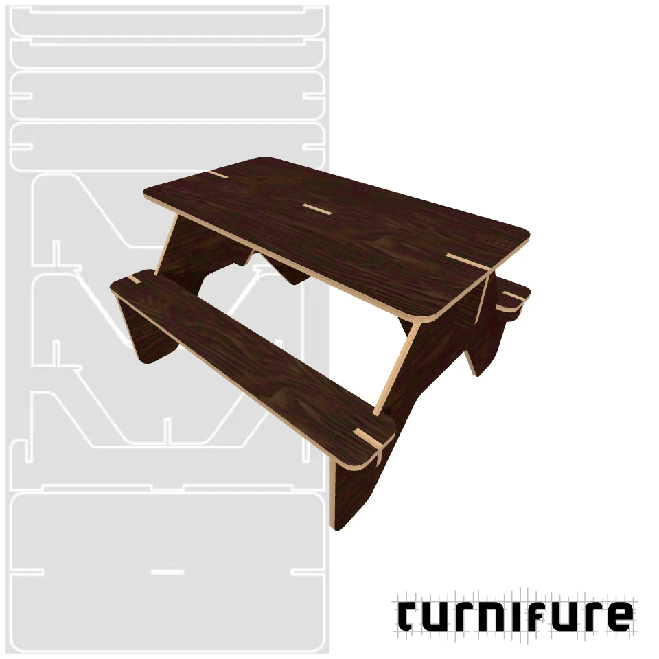 Picnic Table M1 - Mini (1 4x8 board) - US - Material: 18 mm