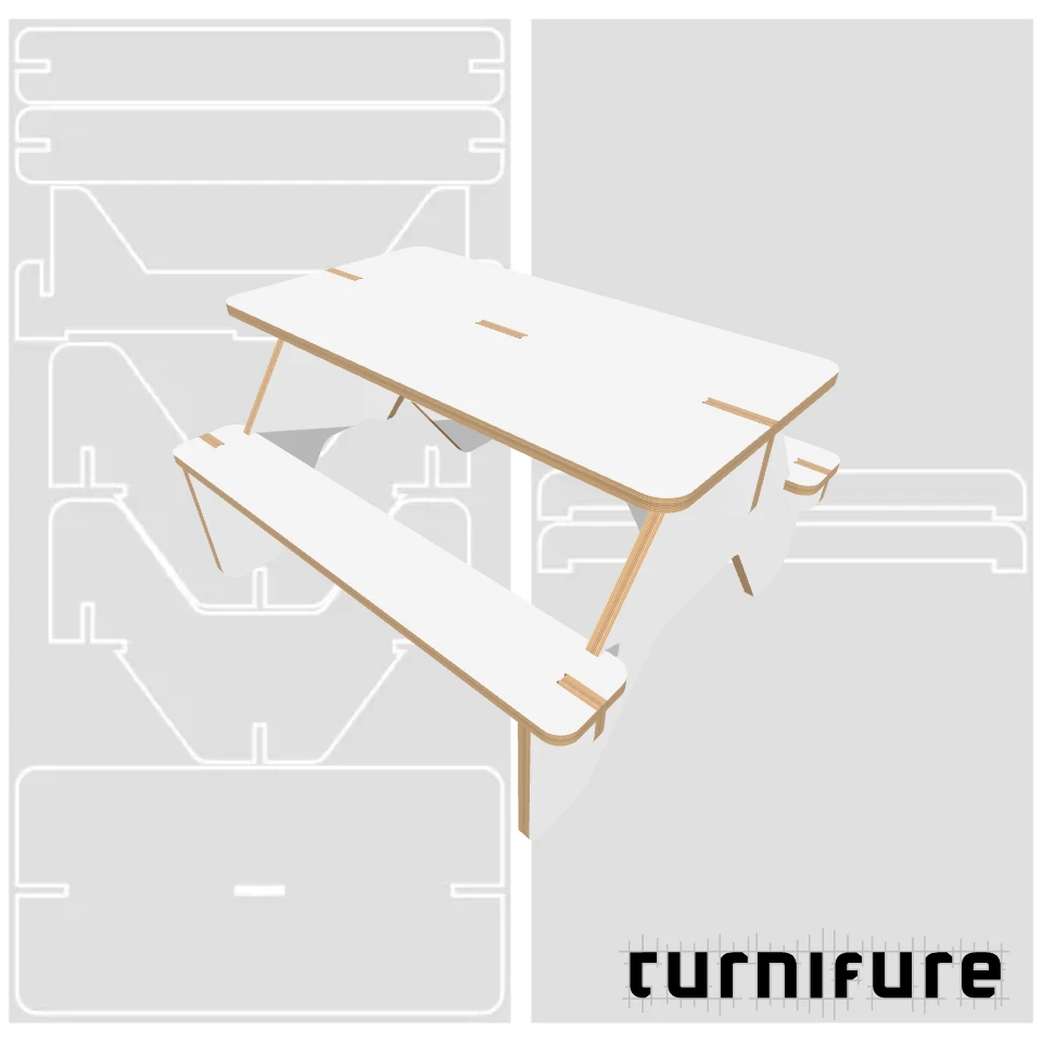 Picnic Table M1 - Mini (1 4x8 board) - US - Material: 25 mm