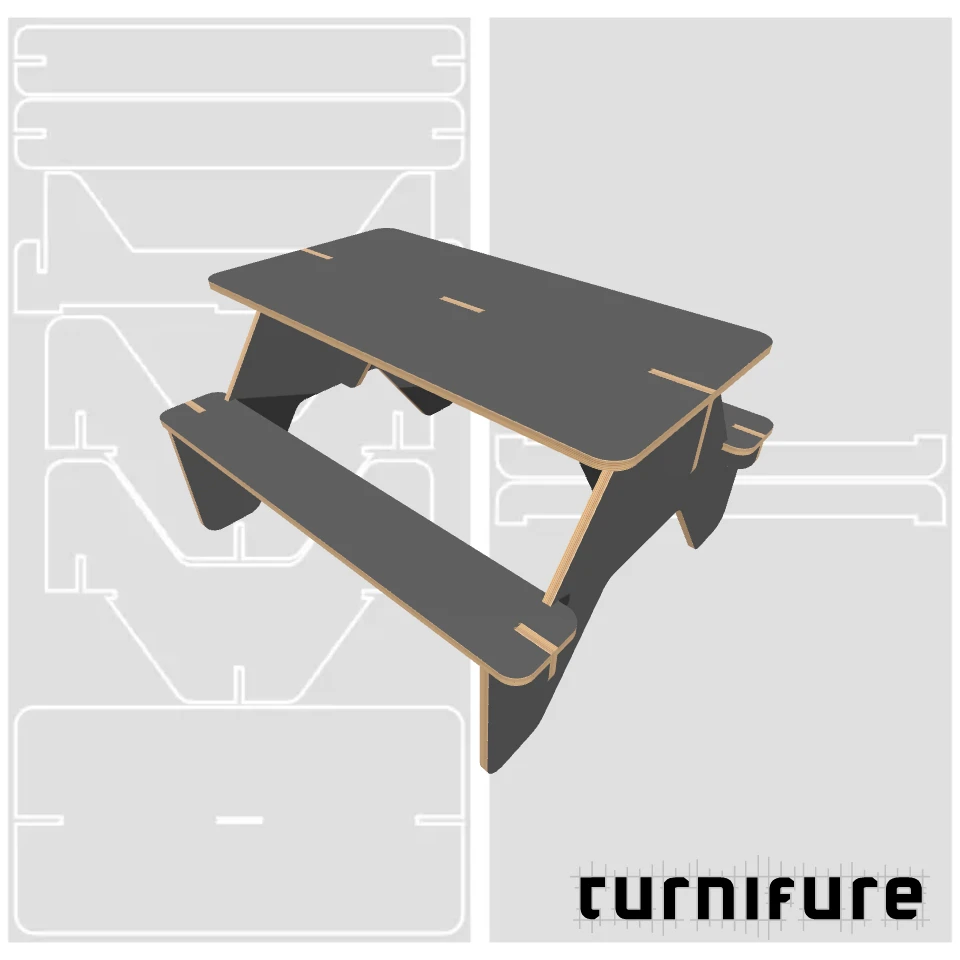 Picnic Table M1 - Mini (1 4x8 board) - US - Material: 3/4 in
