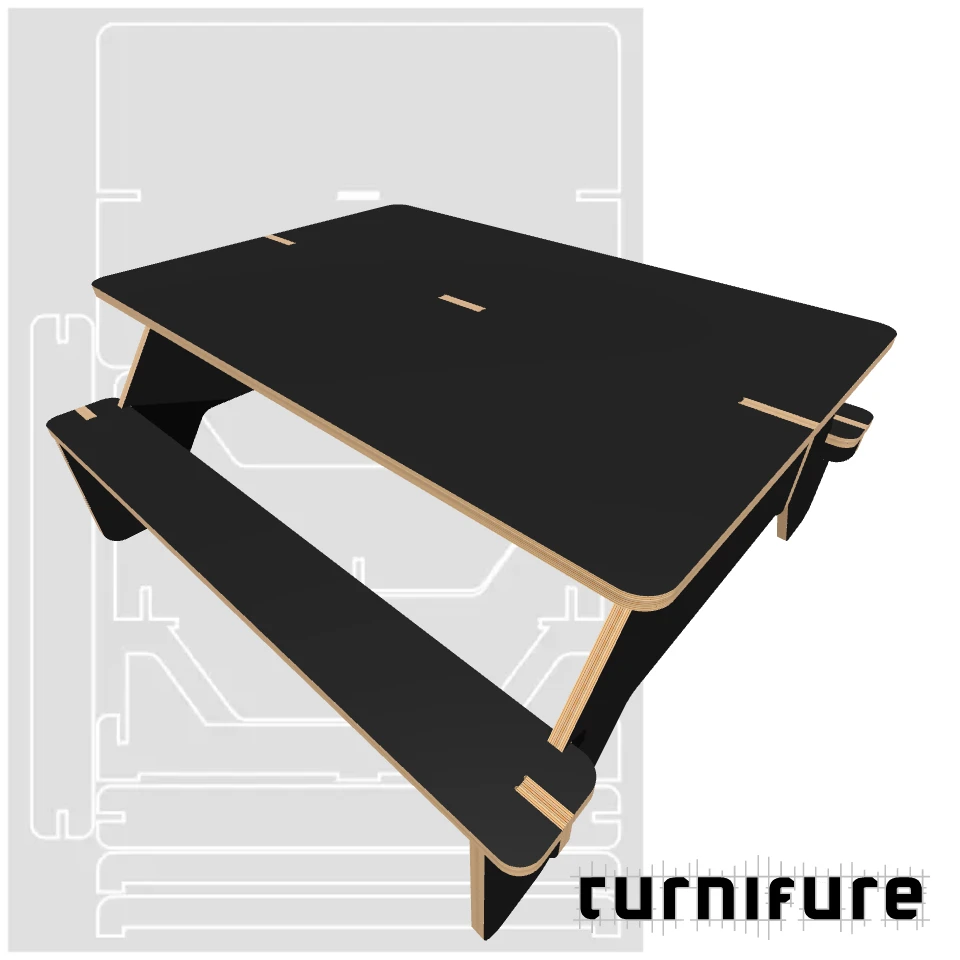 Picnic Table M1 - XL (1 1850x2750 mm board) - Intl - Material: 1 in