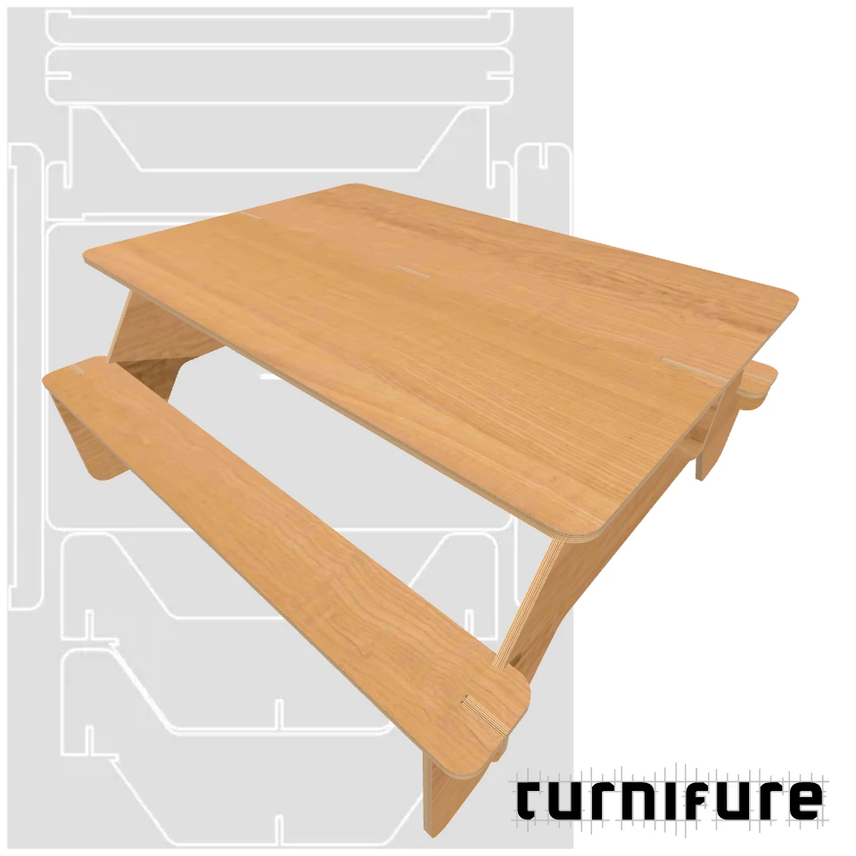 Picnic Table M1 - XL (1 1850x2750 mm board) - Intl - Material: 18 mm
