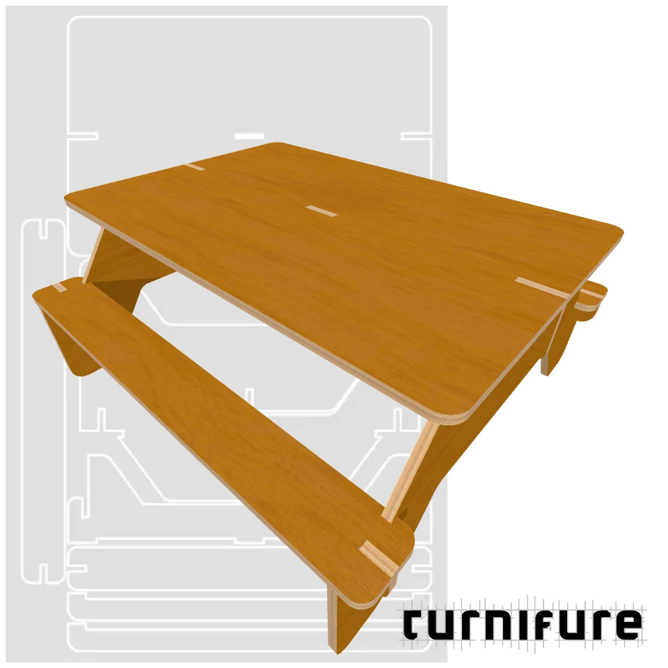 Picnic Table M1 - XL (1 1850x2750 mm board) - Intl - Material: 25 mm