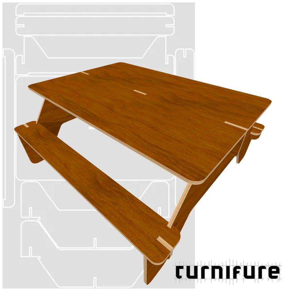 Picnic Table M1 - XL (1 1850x2750 mm board) - Intl - Material: 3/4 in