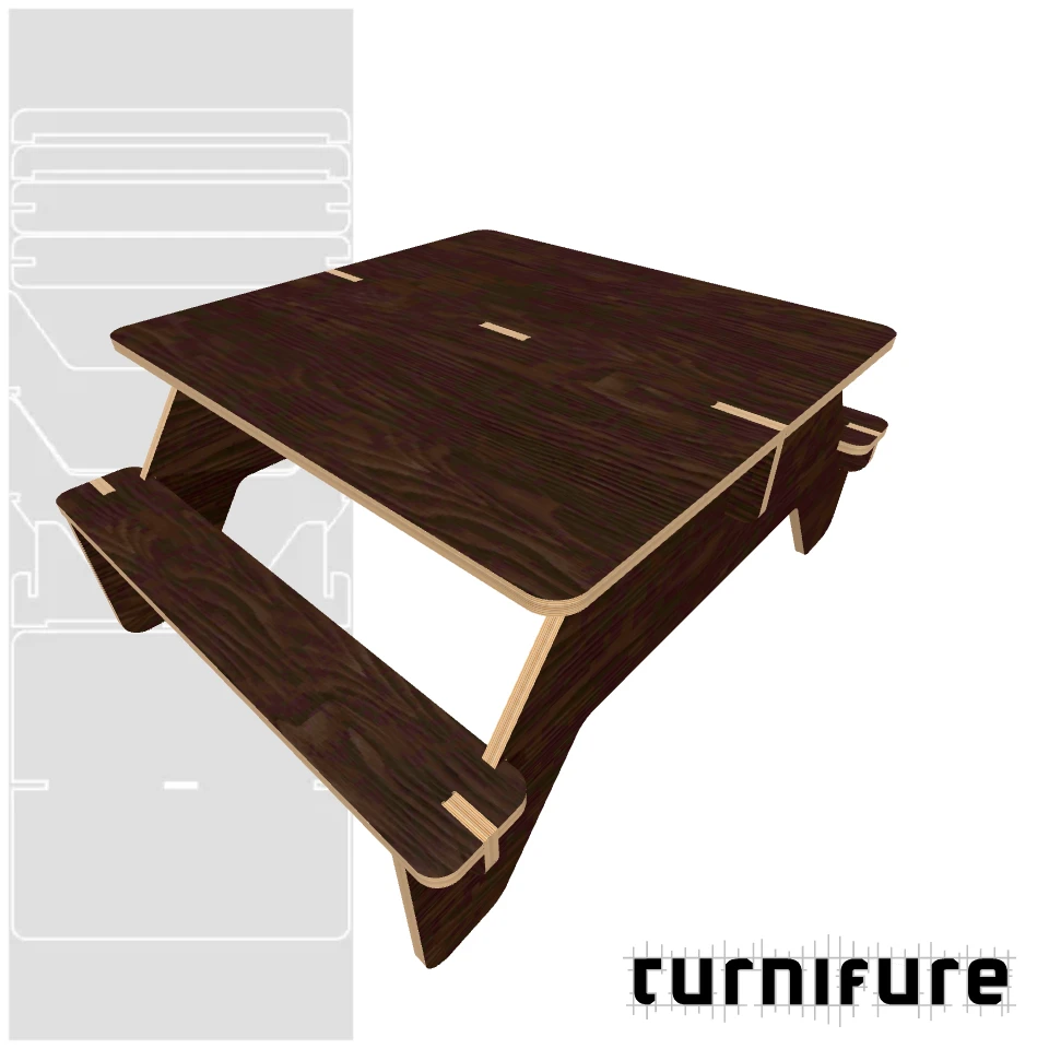 Picnic Table M1 - XL1 (1 4x12 board) - US - Material: 1 in