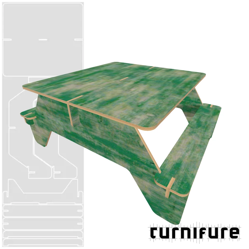 Picnic Table M1 - XL1 (1 4x12 board) - US - Material: 18 mm