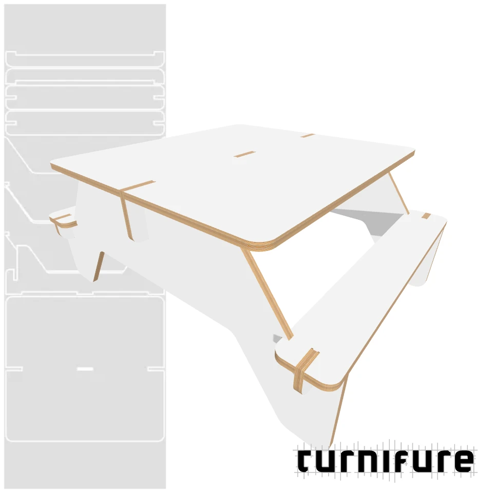 Picnic Table M1 - XL1 (1 4x12 board) - US - Material: 25 mm