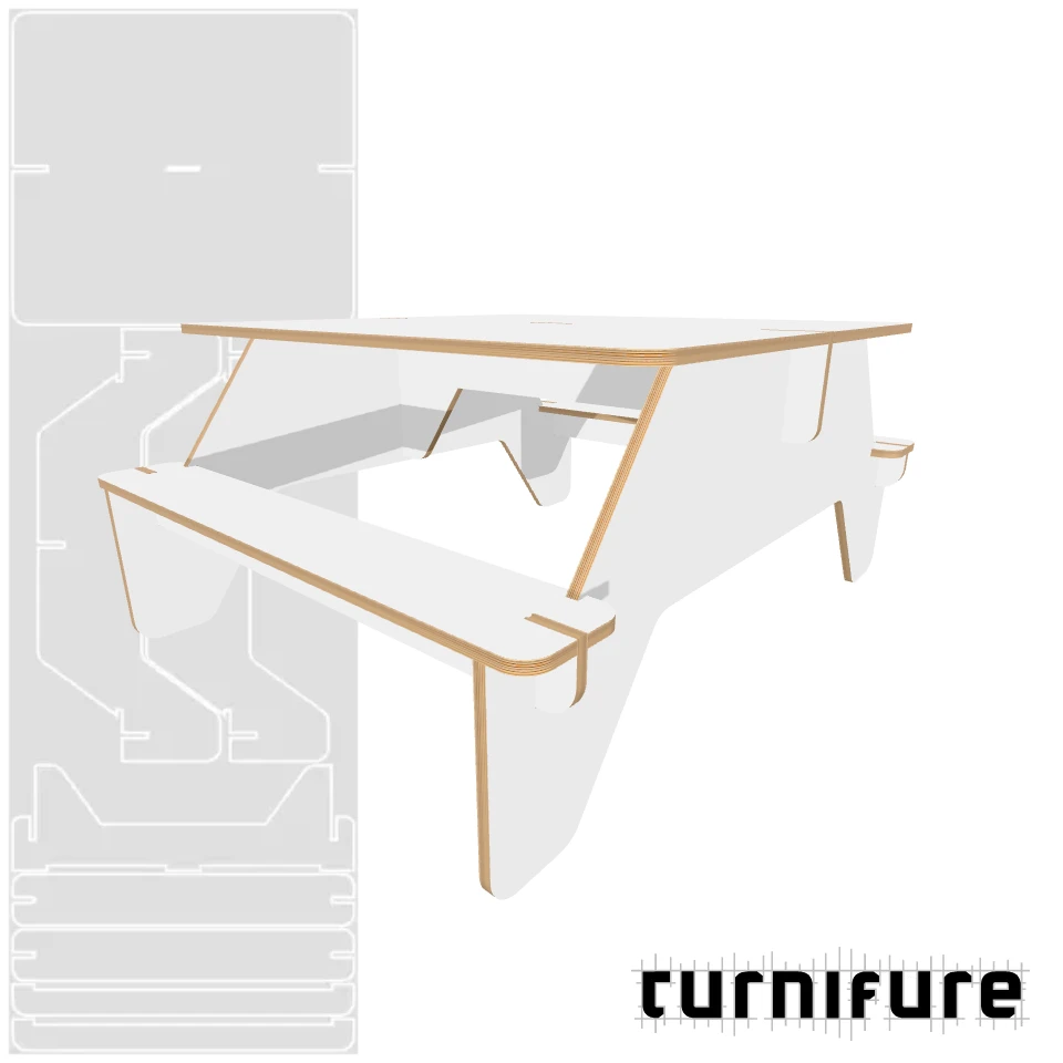 Picnic Table M1 - XL1 (1 4x12 board) - US - Material: 3/4 in
