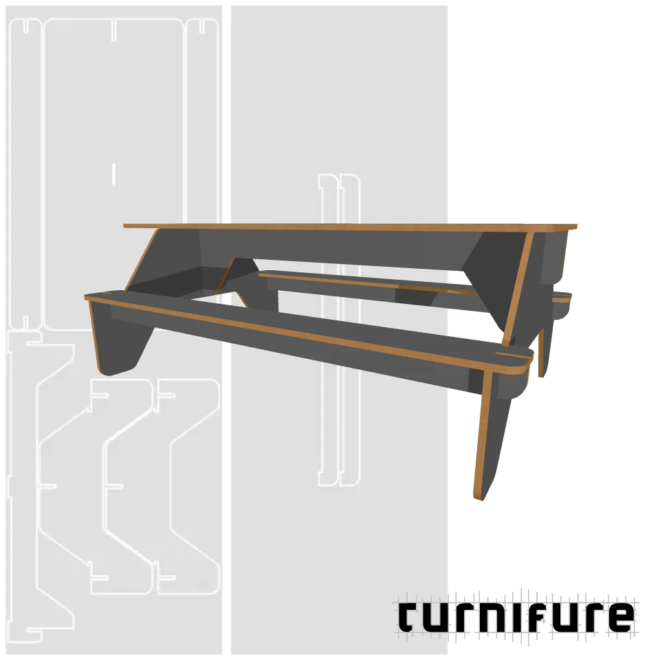 Picnic Table M1 - XL2 (2 4x8 boards) - US - Material: 18 mm
