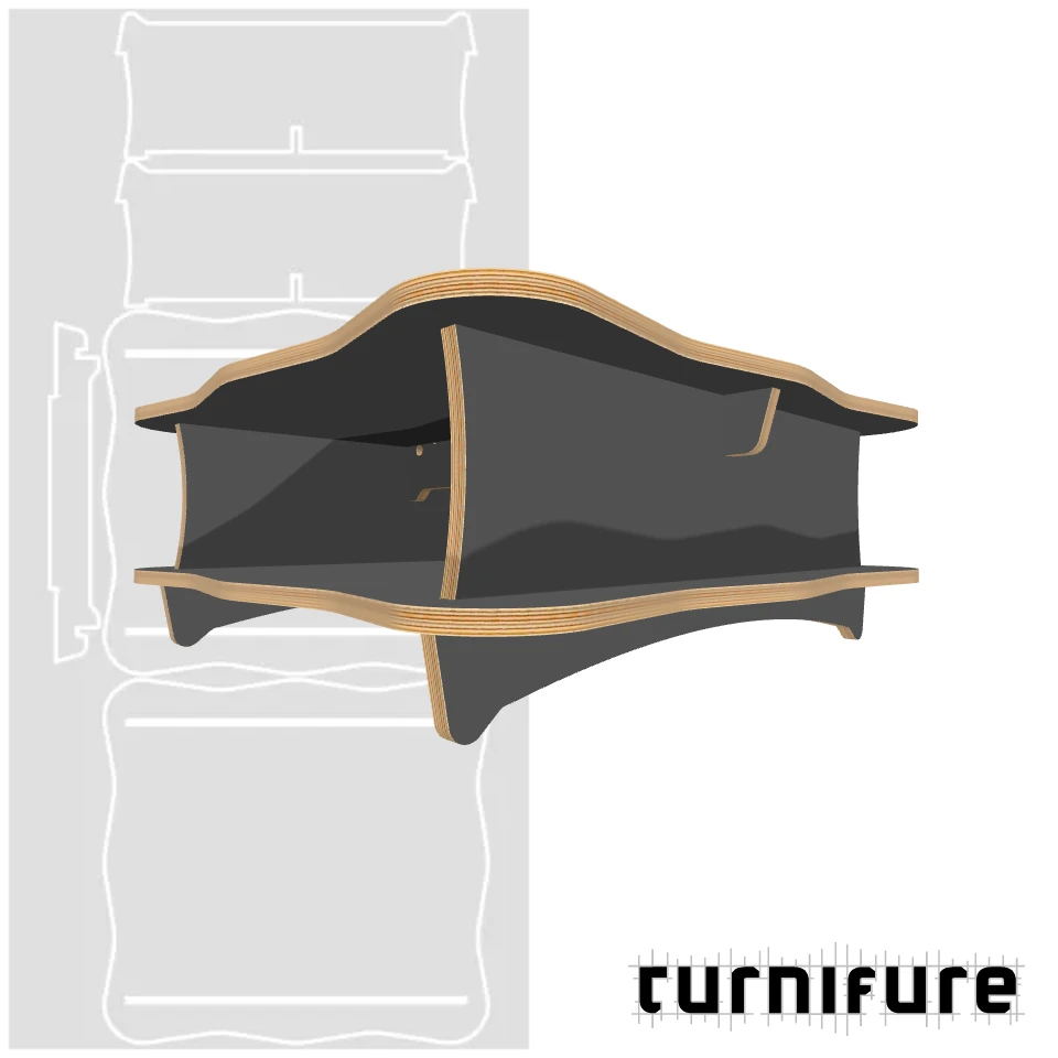 Wavy Low Table M1 - Low Profile (36 cm) 90 cm x 90 cm Square Coffee Table - Material: 3/4 in
