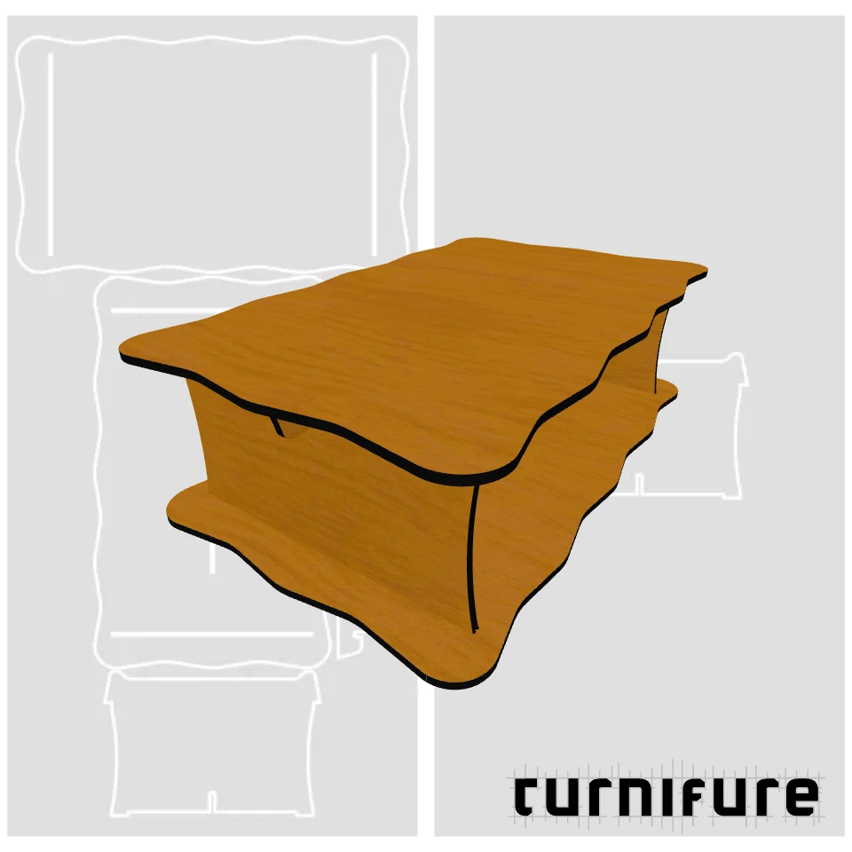 Wavy Low Table M1 - Medium Height (45 cm) 120 cm x 70 cm Rectangular Coffee Table - Material: 15 mm