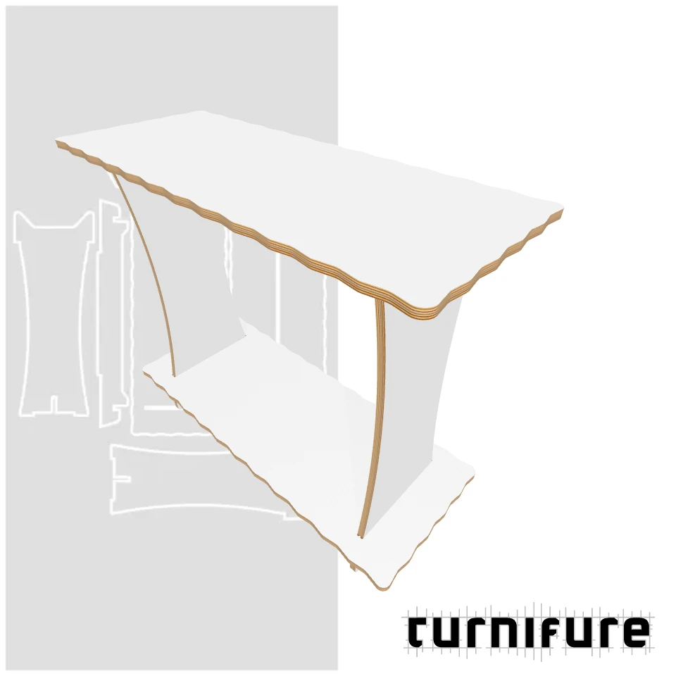 Wavy Wall Table M1 - Narrow Entryway Table (90 cm x 35 cm) - Material: 15 mm