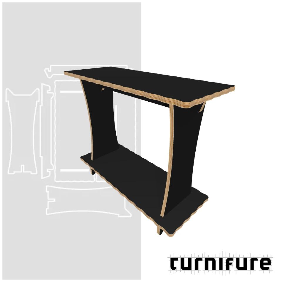 Wavy Wall Table M1 - Narrow Entryway Table (90 cm x 35 cm) - Material: 3/4 in