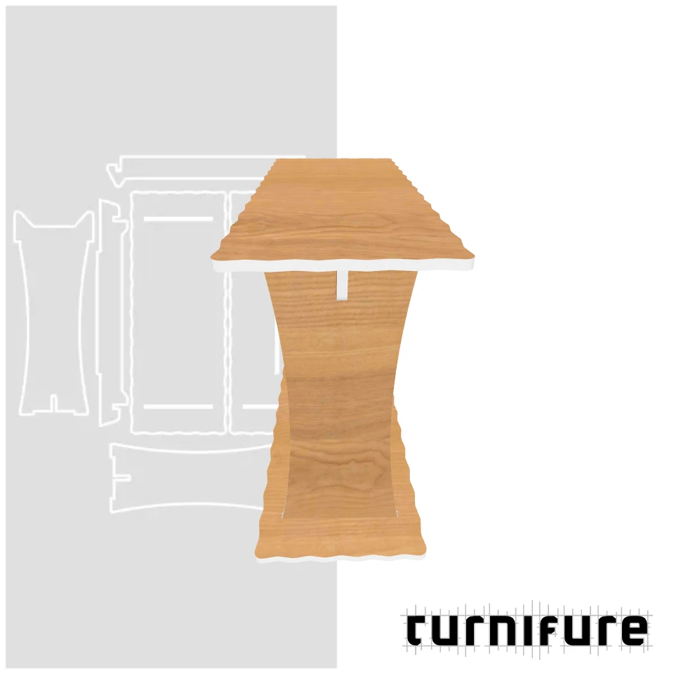 Wavy Wall Table M1 - Narrow Entryway Table (90 cm x 35 cm) - Material: 5/8 in