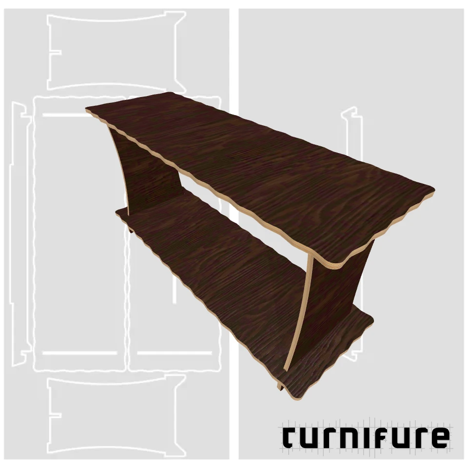 Wavy Wall Table M1 - Narrow Hallway Table (150 cm x 50 cm) - Material: 18 mm