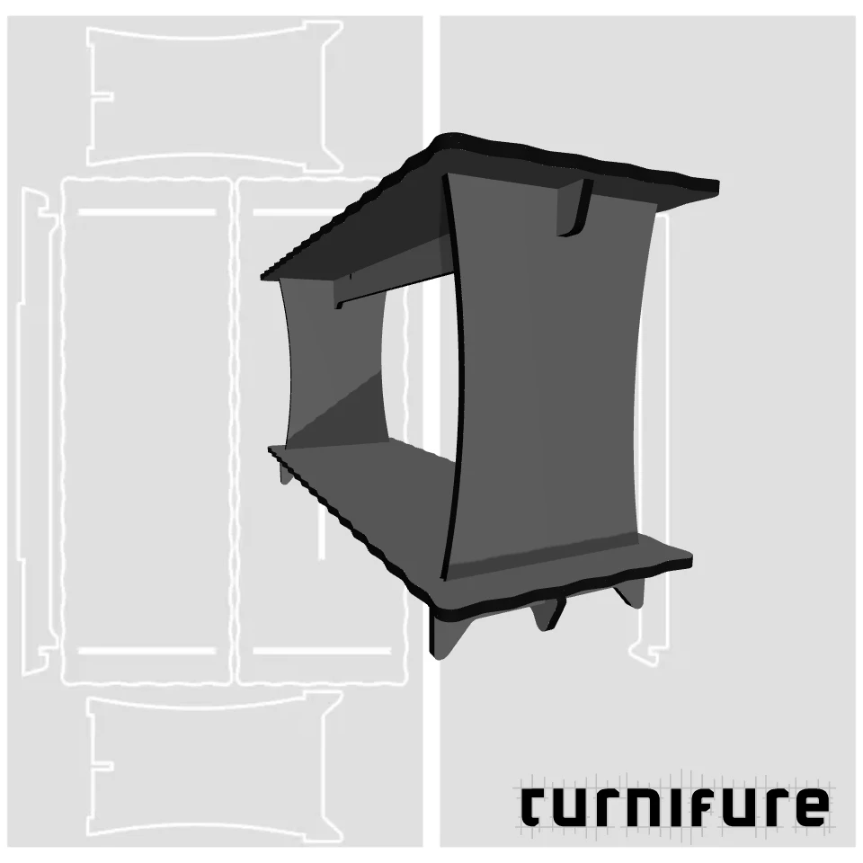 Wavy Wall Table M1 - Narrow Hallway Table (150 cm x 50 cm) - Material: 3/4 in