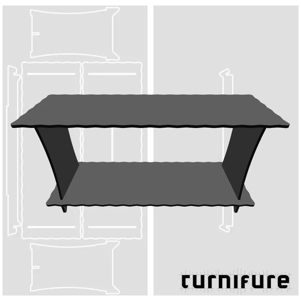 Wavy Wall Table M1 - Narrow Hallway Table (150 cm x 50 cm) - Material: 5/8 in