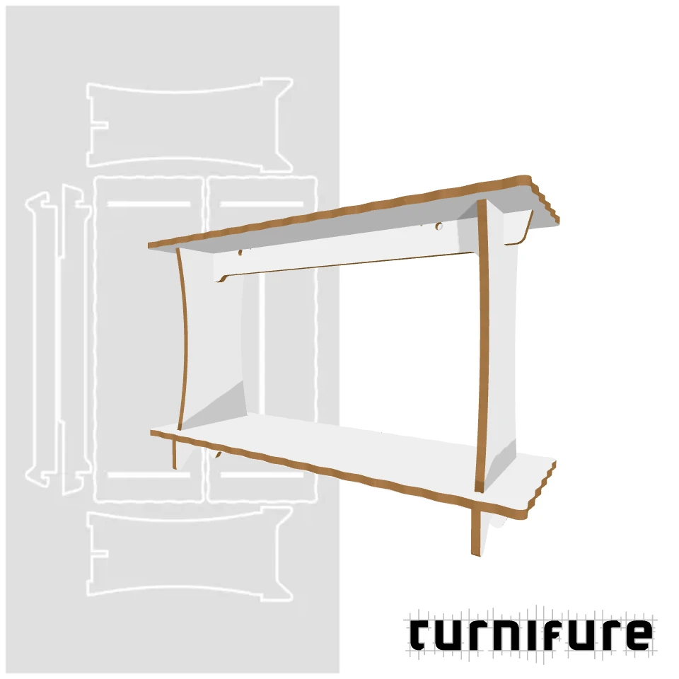 Wavy Wall Table M1 - Narrow Wall Table (120 cm x 40 cm) - Material: 3/4 in