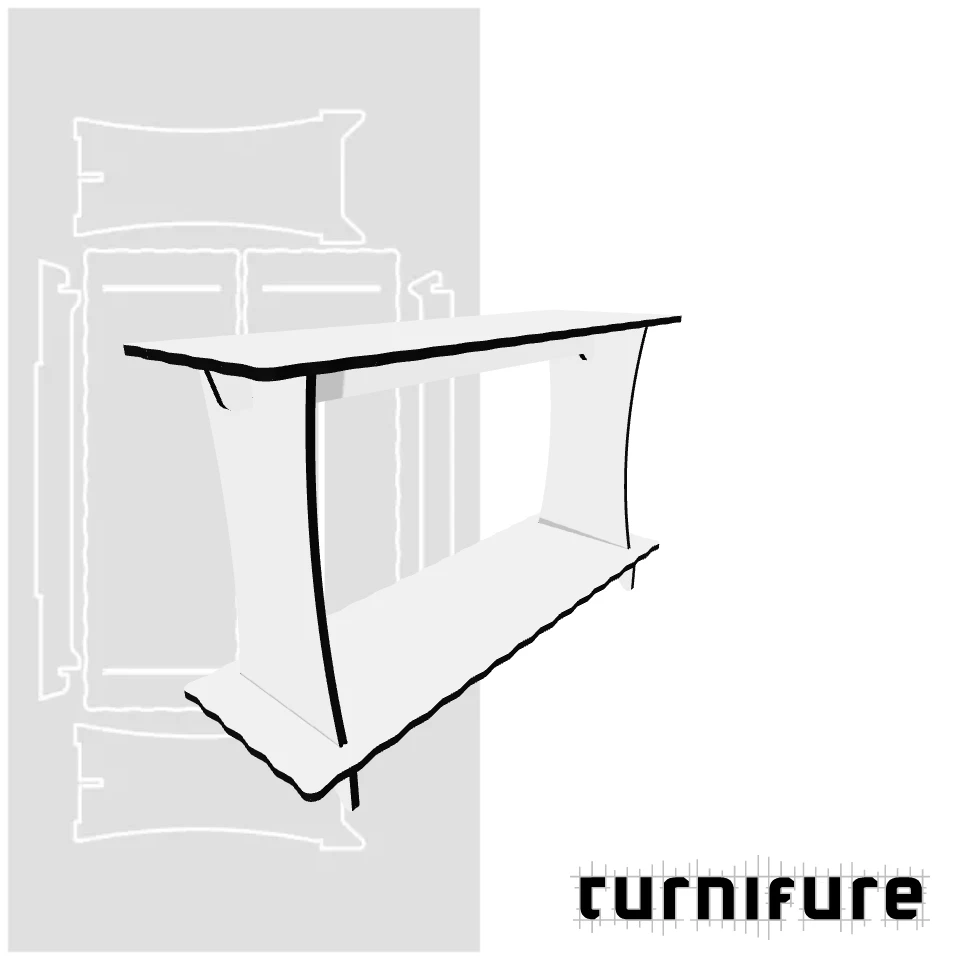 Wavy Wall Table M1 - Narrow Wall Table (120 cm x 40 cm) - Material: 5/8 in