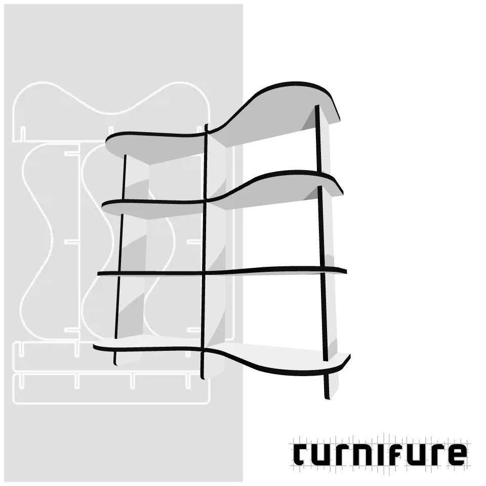 Wavy Bookshelf M1 - Compact 1m Bookshelf - Intl - Material: 15 mm