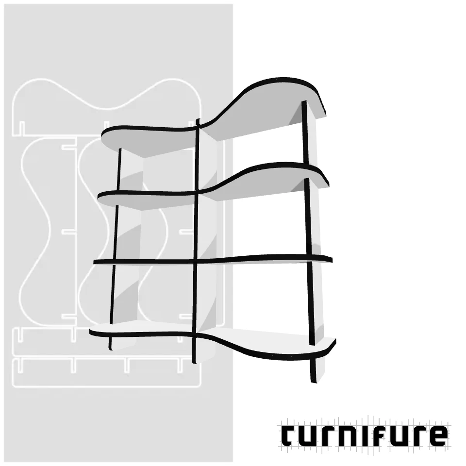Wavy Bookshelf M1 - Compact 1m Bookshelf - Intl - Material: 18 mm