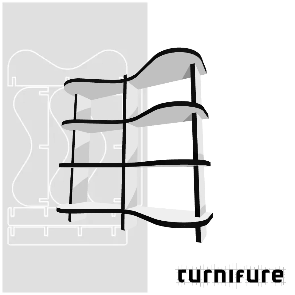 Wavy Bookshelf M1 - Compact 1m Bookshelf - Intl - Material: 25 mm