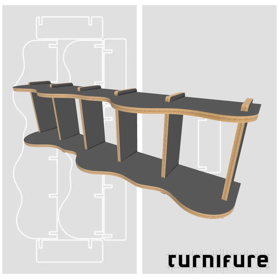 Wavy Bookshelf M1 - Low TV Credenza (1.8m) - Intl - Material: 25 mm