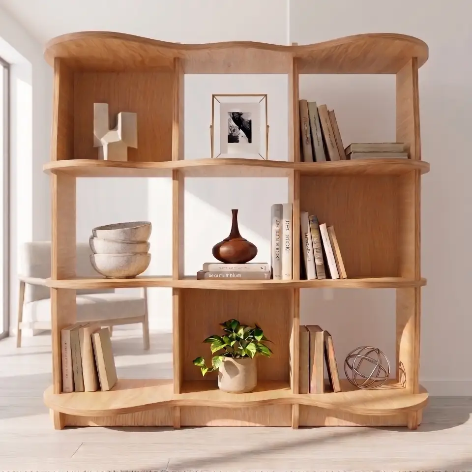 Wavy Bookshelf M1 - Standard 1.2m Bookshelf - Intl - Material: 18 mm - 18 mm - CNC Furniture Plan